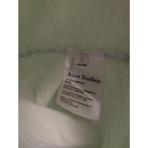 Acne‎ Studios Cotton T-shirt Cylea Emboss Cropped Green Normcore Preppy Relaxed - Picture 4 of 5